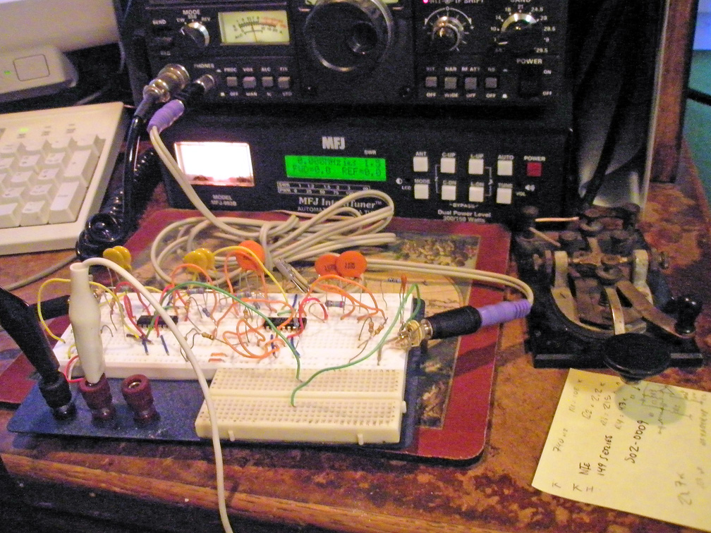 Breadboard being tested with live audio feed