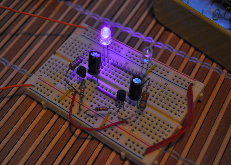 Dual LED Flasher on a Solderless Breadboard