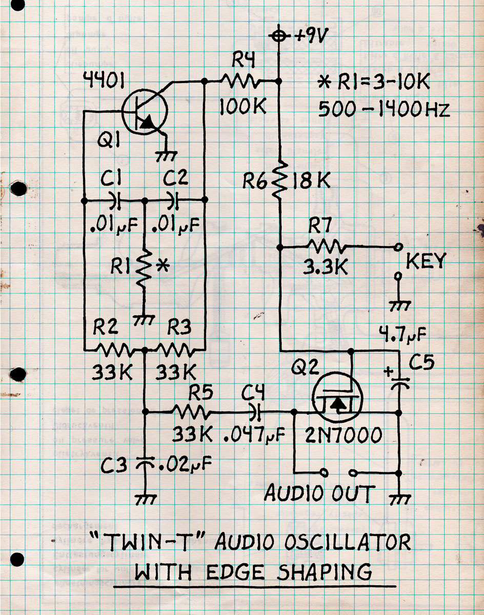 Twin-T Shaped Audio Oscillator